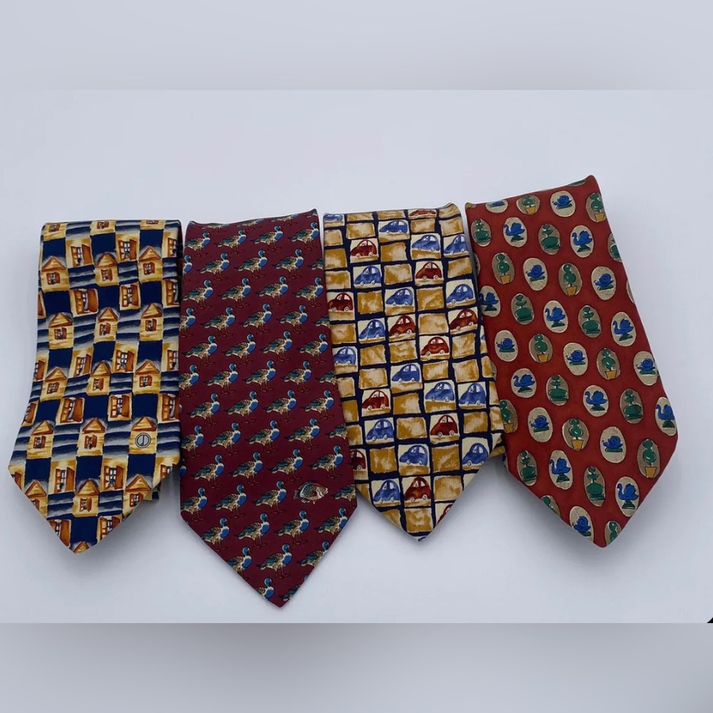 Lot of Four Dunhill Silk Ties~All Silk~All Made in Italy~EUC